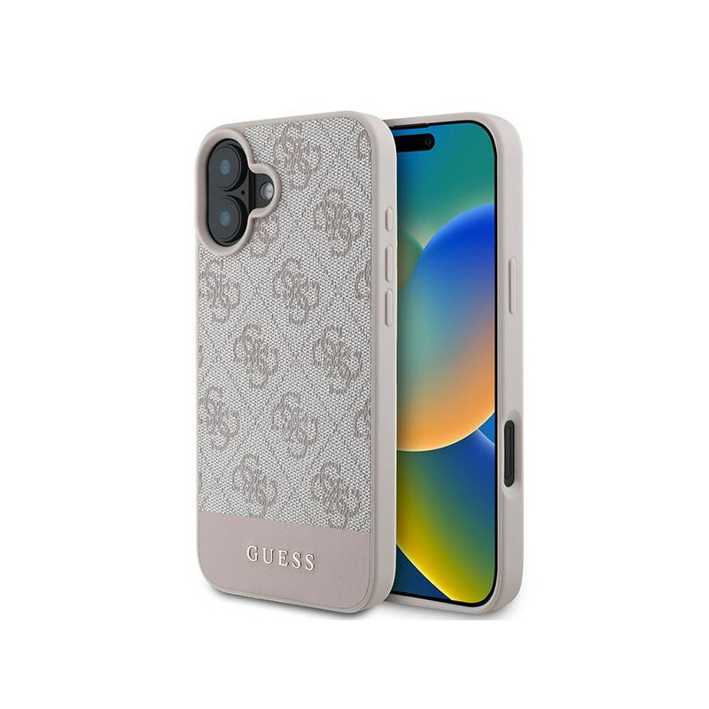 Guess iPhone 16 Plus pink hardcase 4G Bottom Stripe Guess iPhone 16 Plus pink hardcase 4G Bottom Stripe