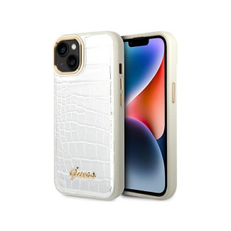 Guess iPhone 13/14/15 silver hardcase Croco Collection