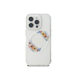 Guess iPhone 16 Pro Max transprent hardcase IML Flowers Wreath MagSafe