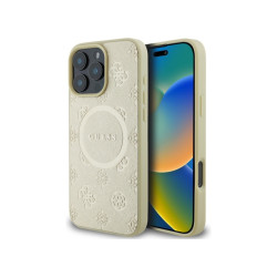 Guess iPhone 16 Pro Max gold hardcase Saffiano Peony Classic Logo MagSafe