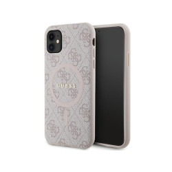 Guess iPhone Xr/11 pink hardcase 4G Collection Leather Metal Logo MagSafe