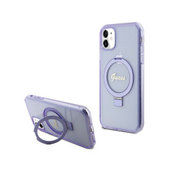 Guess iPhone Xr/11 purple hardcase Ring Stand Script Glitter MagSafe