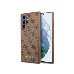 Guess Samsung Galaxy S22 Ultra S908 brown hardcase 4G Metal Gold Logo