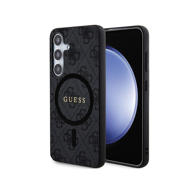 Guess Samsung Galaxy S24 black hardcase 4G Collec. Leather Metal Logo MagS.