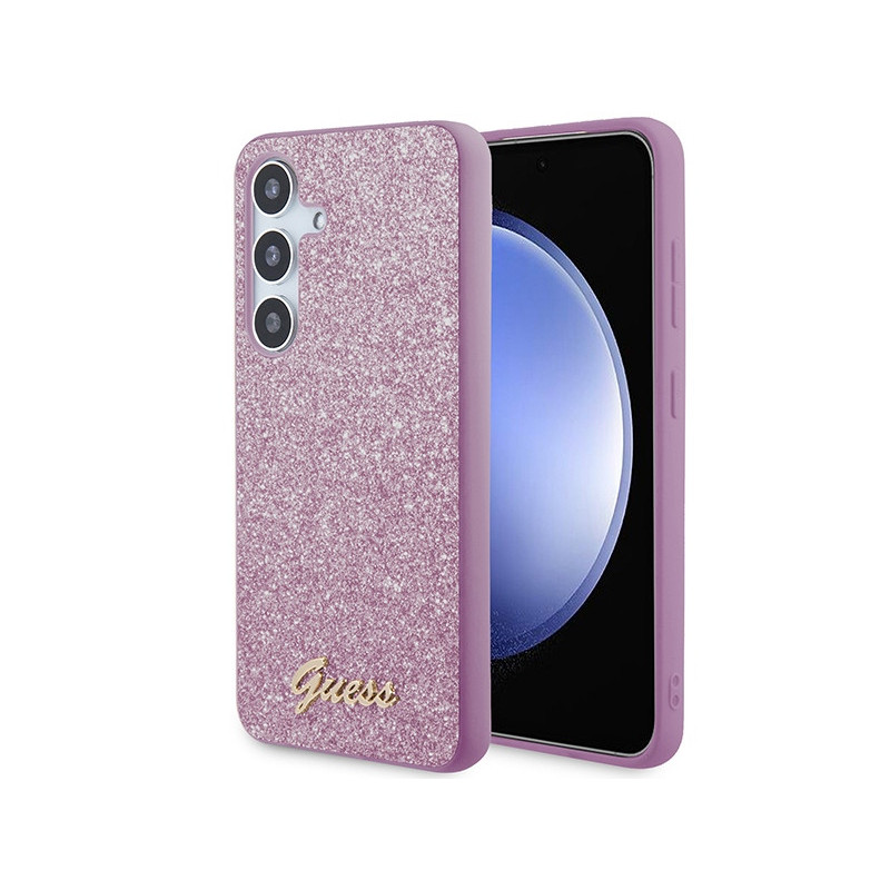Guess Samsung Galaxy S24 purple hardcase Glitter Script