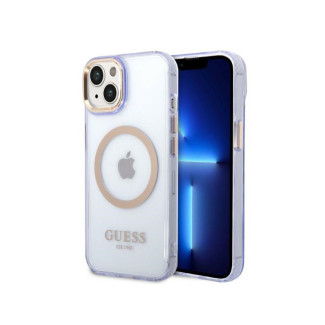Guess iPhone 13/14/15 purple hardcase Gold Outline Translucent MagSafe