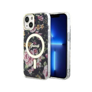 Guess iPhone 13/14/15 black hardcase Flower MagSafe
