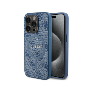 Guess iPhone 14 Pro blue hardcase 4G Collection Leather Metal Logo MagSafe