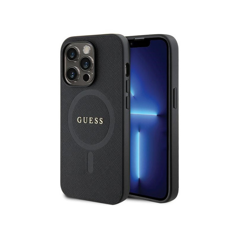 Guess iPhone 14 Pro black hardcase Saffiano MagSafe