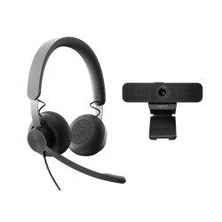Logitech Kit de collaboration vidéo personnelle filaire Caméra et casque 991-000338