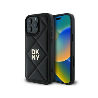 DKNY Coque quiltée noire pour iPhone 15 Pro Max empilage logo