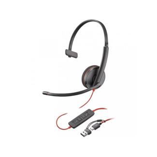 HP Blackwire 3210 Monaural USB-C Black Headset+USB-C/A - 8X2J8A6