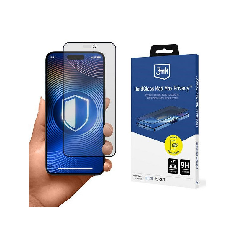 3MK HardGlass Matt Max Privacy iPhone 15 Pro 3MK HardGlass Matt Max Privacy iPhone 15 Pro