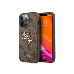 Guess Coque rigide marron pour iPhone 13/13 Pro 4G grand logo métallique