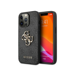 Guess étui gris pour iPhone 13 Pro Max 4G Grand Logo Métallique