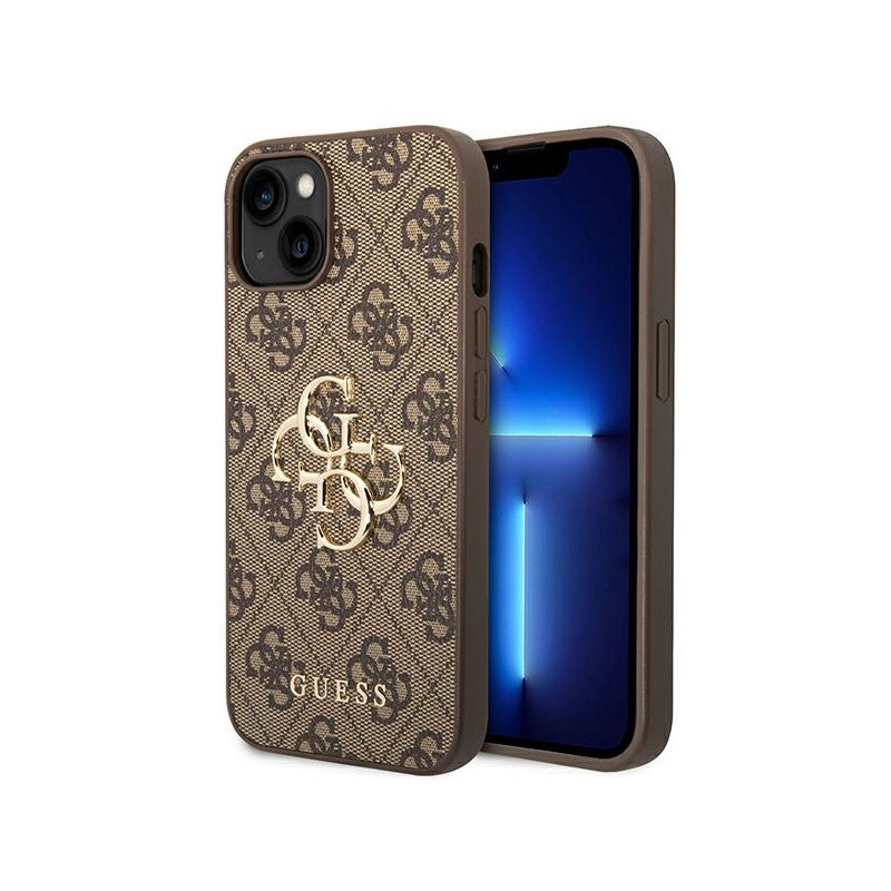 Guess iPhone 13/14/15/ brown hardcase 4G Big Metal Logo Guess iPhone 13/14/15/ brown hardcase 4G Big Metal Logo
