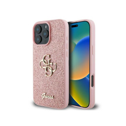 Guess iPhone 16 Pro pink hardcase 4G Glitter Script Big