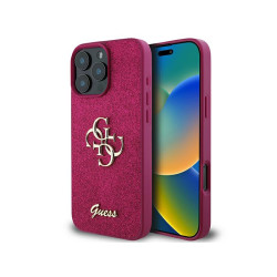 Guess iPhone 16 Pro purple hardcase 4G Glitter Script Big