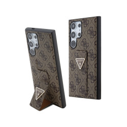 Guess Samsung Galaxy S24 Ultra brown hardcase Grip Stand 4G Triangle Strass