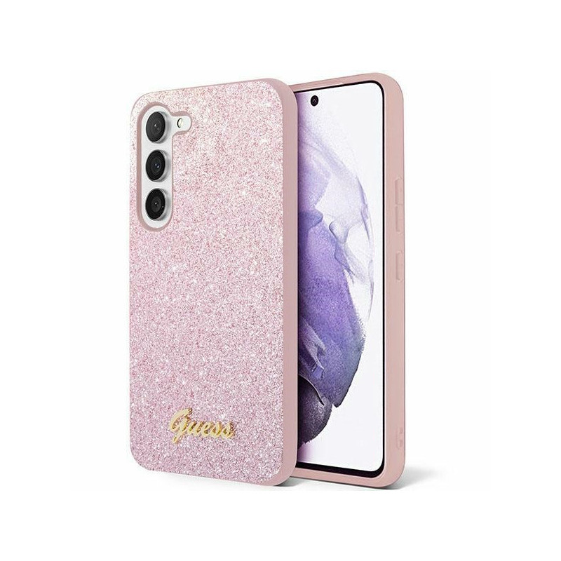 Guess Samsung Galaxy S24 S921 pink hardcase Glitter Script