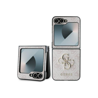 Guess Samsung Galaxy Z Flip6 F741 pink Leather 4G Metal Logo