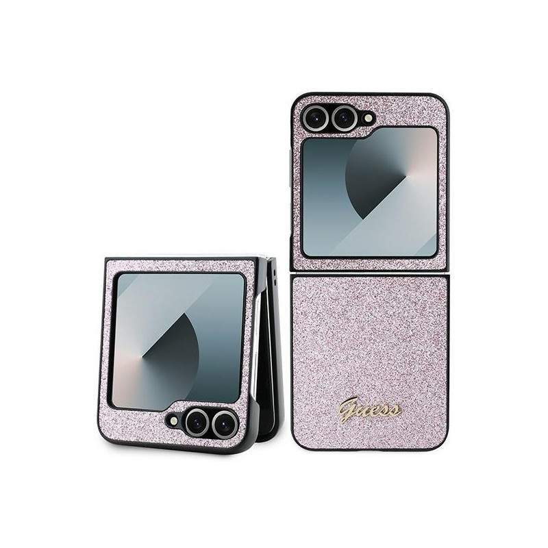 Guess Samsung Galaxy Z Flip6 F741 pink 4G Glitter Script