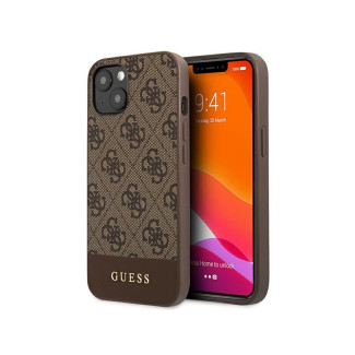 Guess Coque rigide marron pour iPhone 13 mini Collection bande 4G