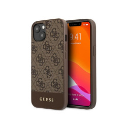 Guess Coque rigide marron pour iPhone 13 mini Collection bande 4G