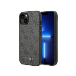 Guess iPhone 13/14/15 grey hardcase 4G Metal Gold Logo