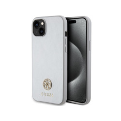 Guess iPhone 14 Plus/15 Plus silver hardcase Strass Metal Logo