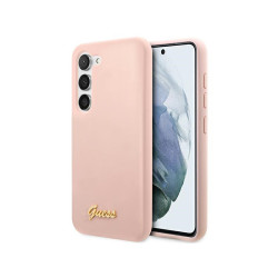 Guess Samsung Galaxy S23 S911 pink hardcase Silicone Script Metal Logo