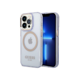 Guess iPhone 14 Pro Max purple hardcase Gold Outline Translucent MagSafe