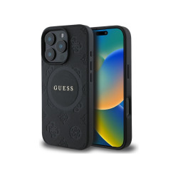 Guess iPhone 16 Pro Max black hardcase Saffiano Peony Classic Logo MagSafe