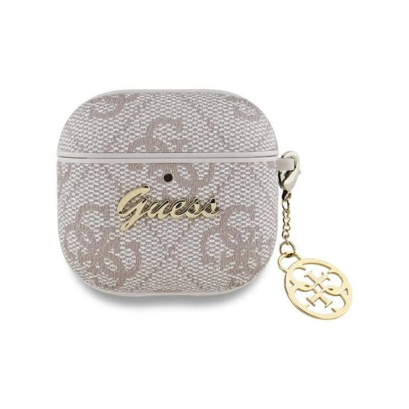Guess Coque rose pour AirPods 4 collection 4G avec pendentif