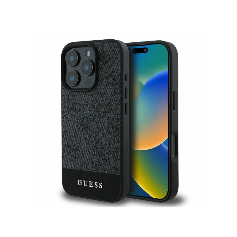 Guess iPhone 16 Pro Max grey hardcase 4G Bottom Stripe Guess iPhone 16 Pro Max grey hardcase 4G Bottom Stripe
