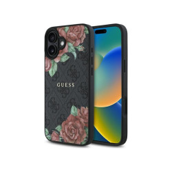 Guess iPhone 16 black hardcase 4G Flowers Print MagSafe