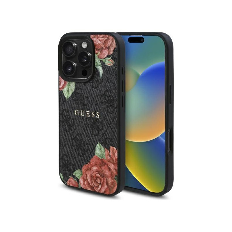 Guess iPhone 16 Pro Max black hardcase 4G Flowers Print MagSafe