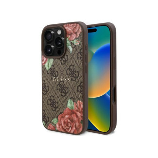 Guess iPhone 16 Pro Max brown hardcase 4G Flowers Print MagSafe