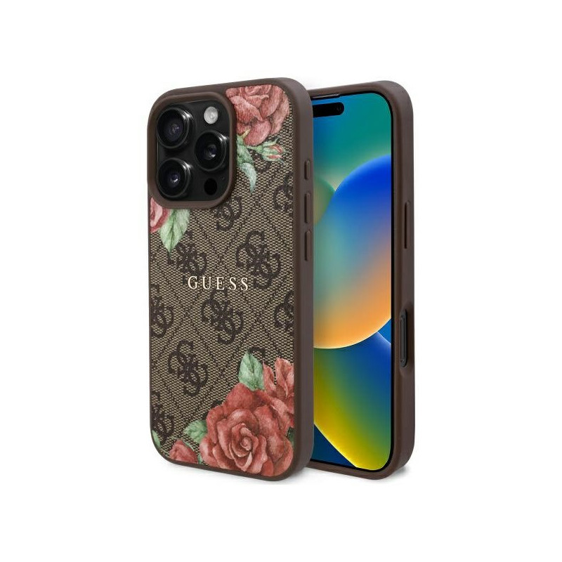 Guess iPhone 16 Pro Max brown hardcase 4G Flowers Print MagSafe Guess iPhone 16 Pro Max brown hardcase 4G Flowers Print MagSafe