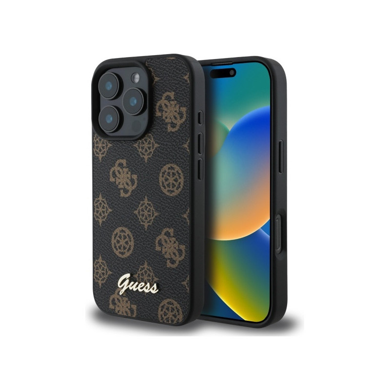 Guess iPhone 16 Pro Max black hardcase Peony Script MagSafe