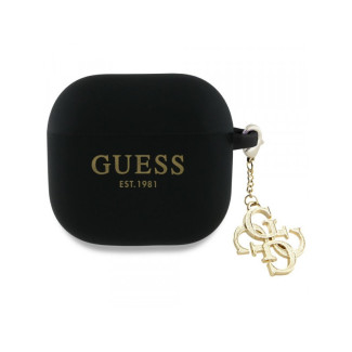 Guess Coque noire pour AirPods 4 silicone collection 4G avec pendentif