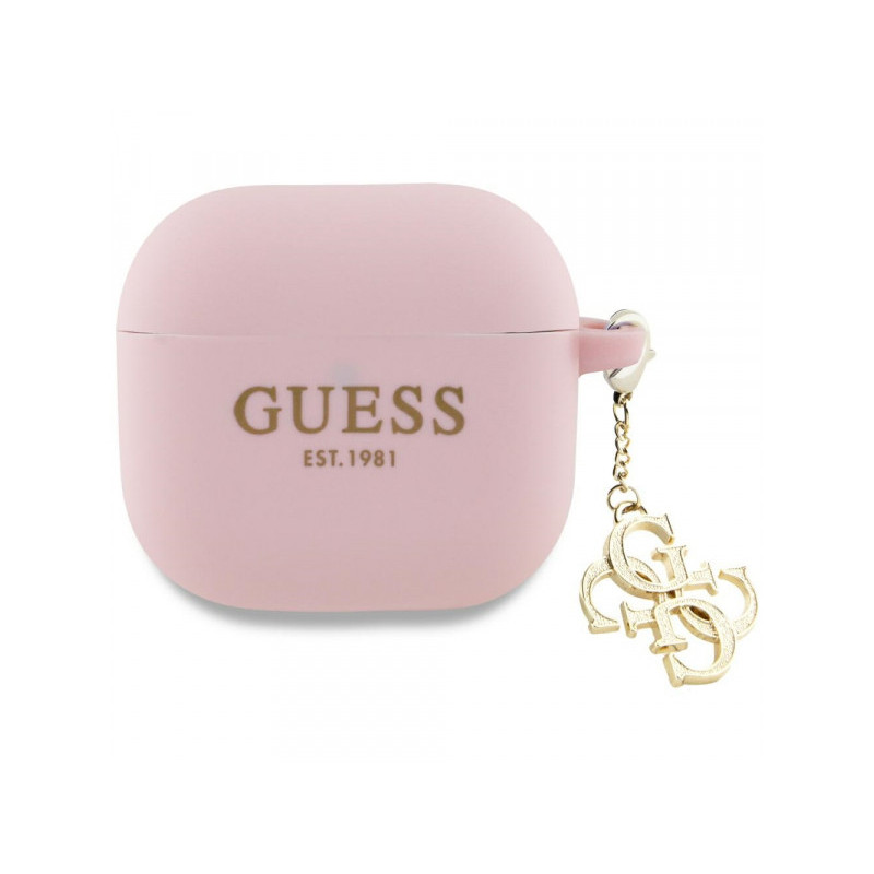 Guess Coque rose pour AirPods 4 silicone collection 4G avec pendentif