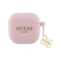 Guess Coque rose pour AirPods 4 silicone collection 4G avec pendentif