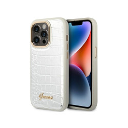 Guess iPhone 14 Pro silver hardcase Croco Collection