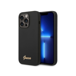 Guess iPhone 14 Pro black hardcase Silicone Vintage Gold Logo