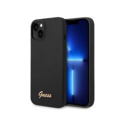 Guess iPhone 13/14/15 black hardcase Silicone Vintage Gold Logo