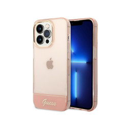 Guess iPhone 14 Pro Max pink hardcase Translucent