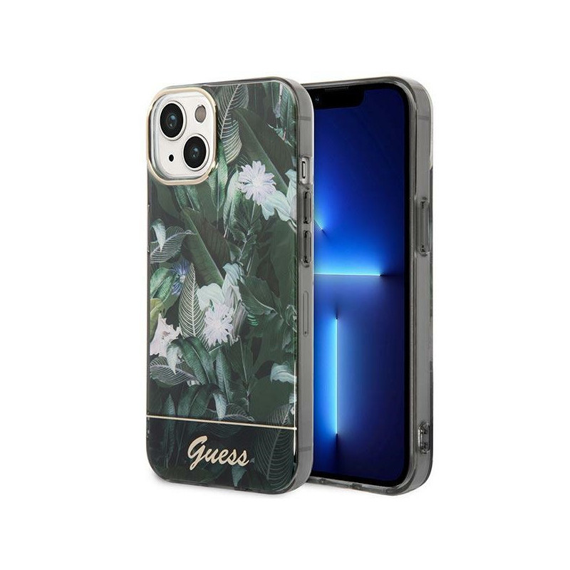 Guess iPhone 13/14/15 green hardcase Jungle Collection Guess iPhone 13/14/15 green hardcase Jungle Collection