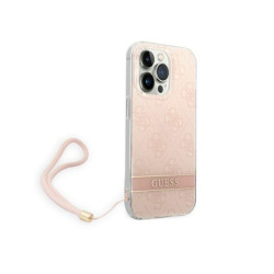 Guess iPhone 14 Pro pink hardcase 4G Print Strap