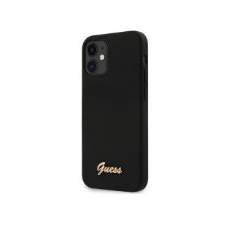 Guess iPhone12 mini black hardcase Silicone Script Gold Logo